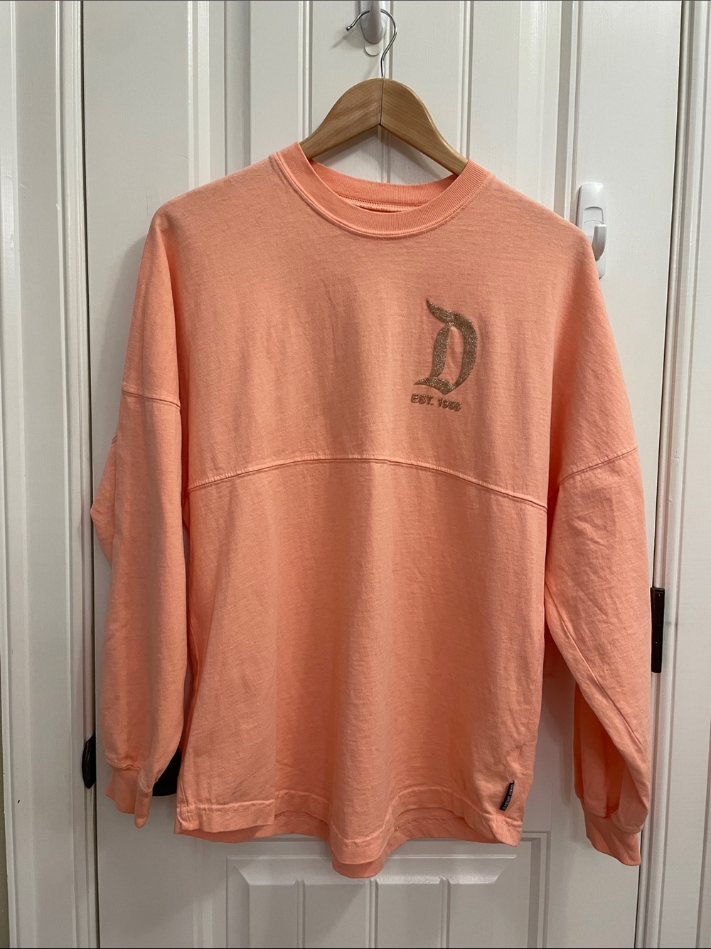 DISNEYLAND SPIRIT JERSEY Peach with Rosegold Letters Oversized XS